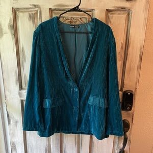 SHEIN Teal Crushed Velvet Blazer. Size XL